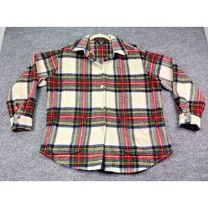 Karen Kane Women's Plus SIze OX Fleece Red Green Plaid Shirt Jacket Shacket